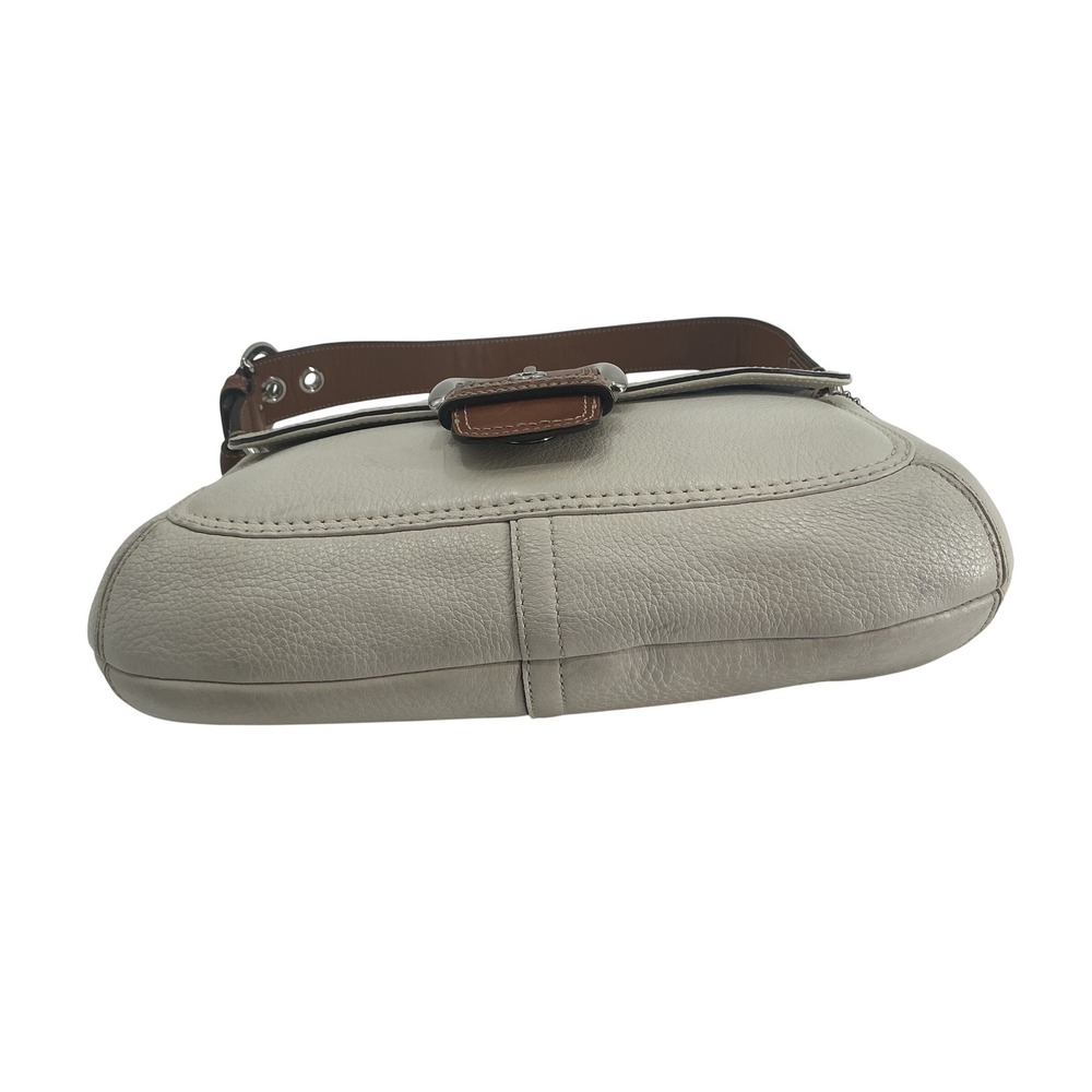 Coach Pebble Leather‎ Buckle Shoulder Bag – Ivory & Brown | F15105 - Picture 8 of 10